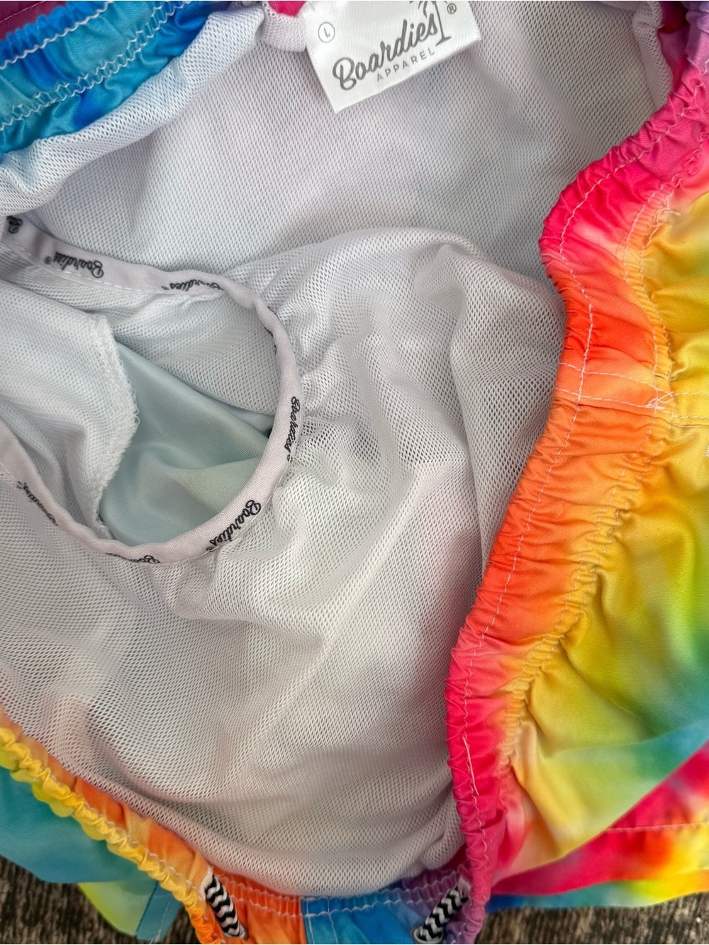 Boardies Rainbow Tie Dye Brief Lined Swim Trunks Water Shorts Men's Large - Picture 4 of 6